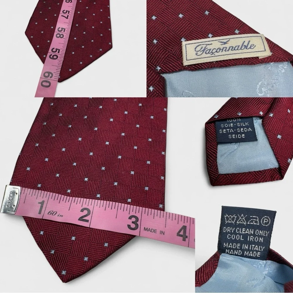 Lot of 6 - Faconnable Luxury Men’s Necktie 100% Silk Made In Italy & France